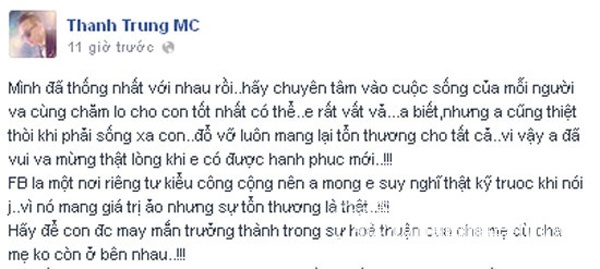 MC Thành Trung và vợ cũ “đá xoáy” nhau trên Facebook 3