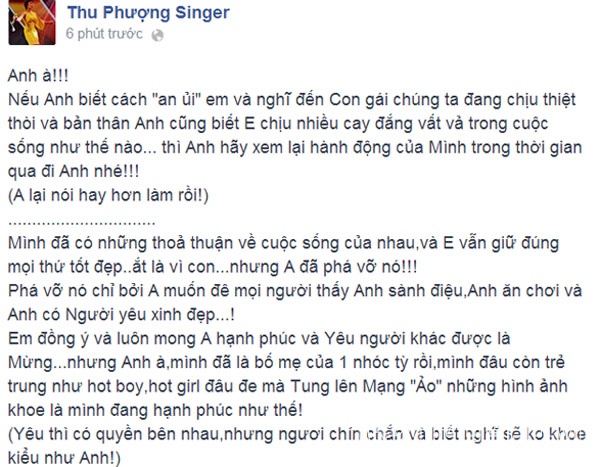 MC Thành Trung và vợ cũ “đá xoáy” nhau trên Facebook 1