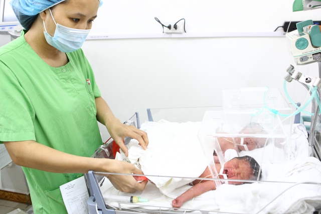 Hai bé Sò, Ngao (nặng 1,6-1,7kg) đang được chăm sóc tích cực tại phòng hồi sức tích cực 6