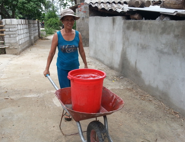 Bà Trương Thị Ngọc Thủy góa chồng khoảng 15 năm nay, một mình bà làm đủ mọi việc để nuôi sống cả gia đình. 	Ảnh: Đ.H