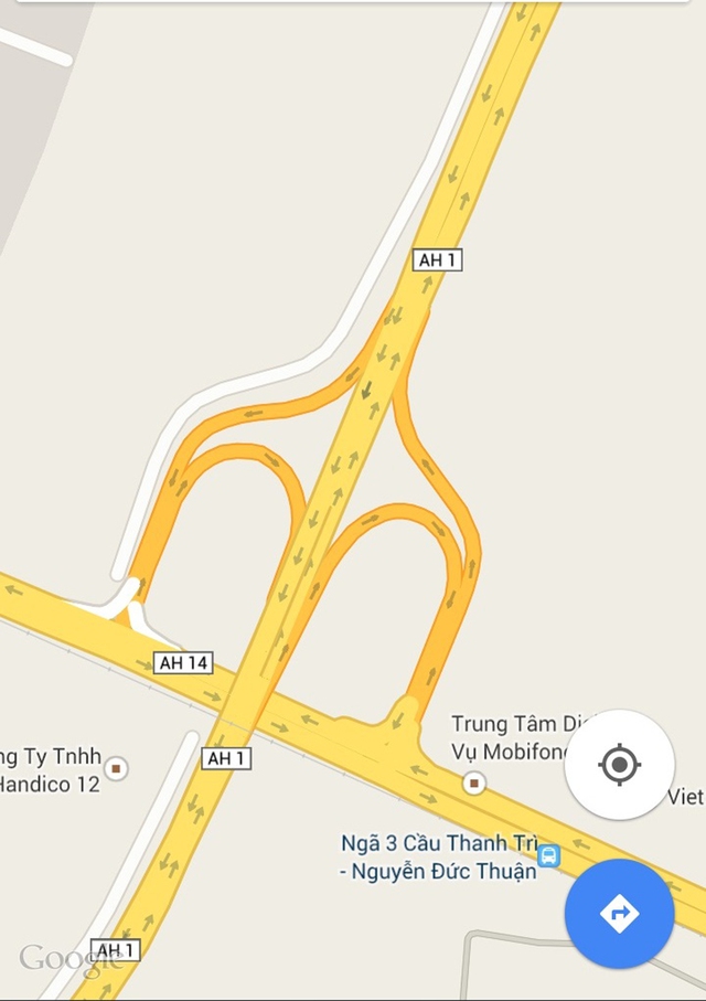 Bản đồ nút giao nút giao cầu Thanh Trì - Quốc lộ 5 thường xuyên gây tắc. 
Ảnh: TL