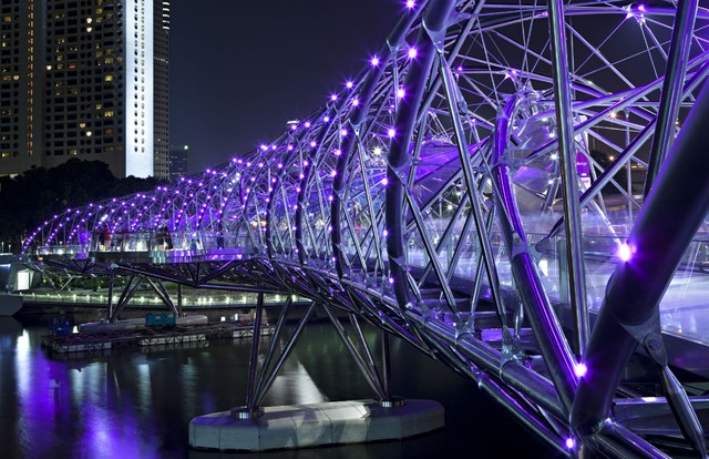 Cây cầu dài 3,5 km gồm hai khung thép hình cung nối lại với nhau theo quan niệm âm-dương của người Á Đông, được cho là sẽ mang đến phú quý, hạnh phúc, sự trù phú cho Marina Bay. Vào ban đêm, những ánh đèn sẽ thắp sáng khắp cây cầu, mang lại một cảnh sắc tuyệt đẹp cho du khách tham quan.