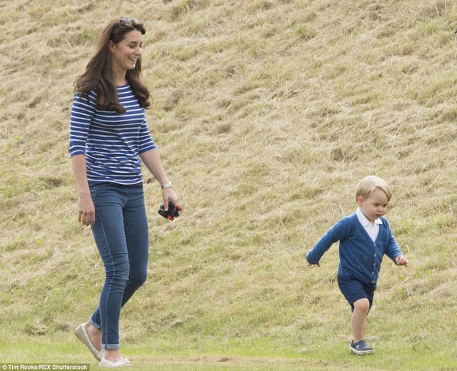 Making big strides: The confident young prince looked to be having a whale of a time and kept his mother busy for most of the day