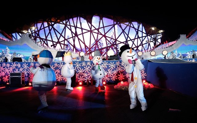 Young dancers performances during the New Years Eve count down to 2015 event to promote the citys 2022 Winter Olympic bid at Olympic Park in Beijing, China.