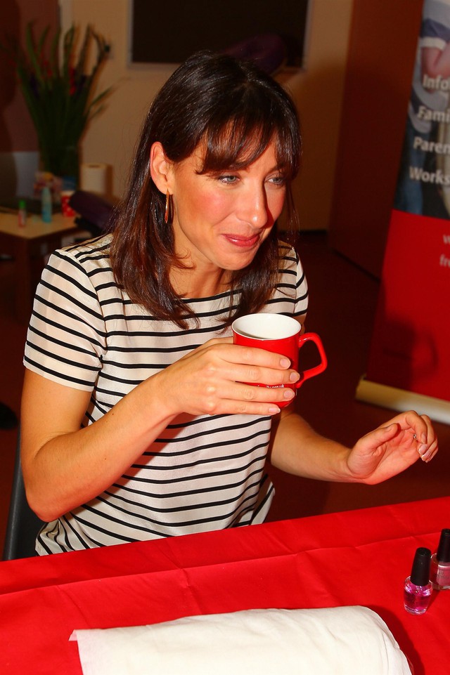Samantha Cameron gives manicures at the launch of Contact a Familys campaign