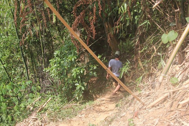 Các điều tra viên phải băng rừng, lội suối phá án. Ảnh CTV