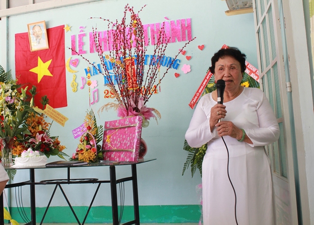 Bà Nguyễn Thị Nguyên chia sẻ mong ước nhân ngày khánh thành mái ấm tình thương Bình Mỹ.