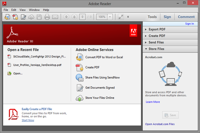 Giao diện hoạt động của Adobe Reader không quá phức tạp.