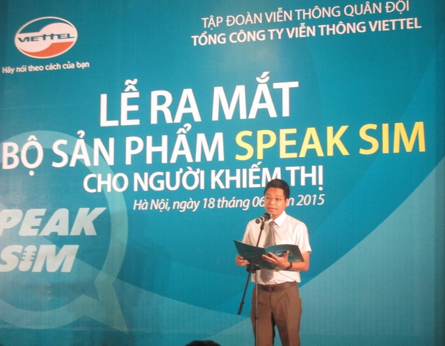 Ông Phùng Văn Cường, Phó Tổng Giám đốc Tổng Công ty Viễn thông Viettel phát biểu tại buổi ra mắt sản phẩm