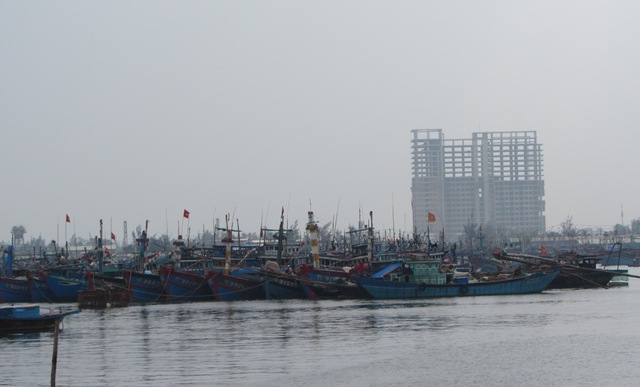 Tàu thuyền của ngư dân miền Trung vào neo đậu tại âu thuyền Thọ Quang (quận Sơn Trà, Đà Nẵng) để tránh trú bão. Ảnh Đức Hoàng