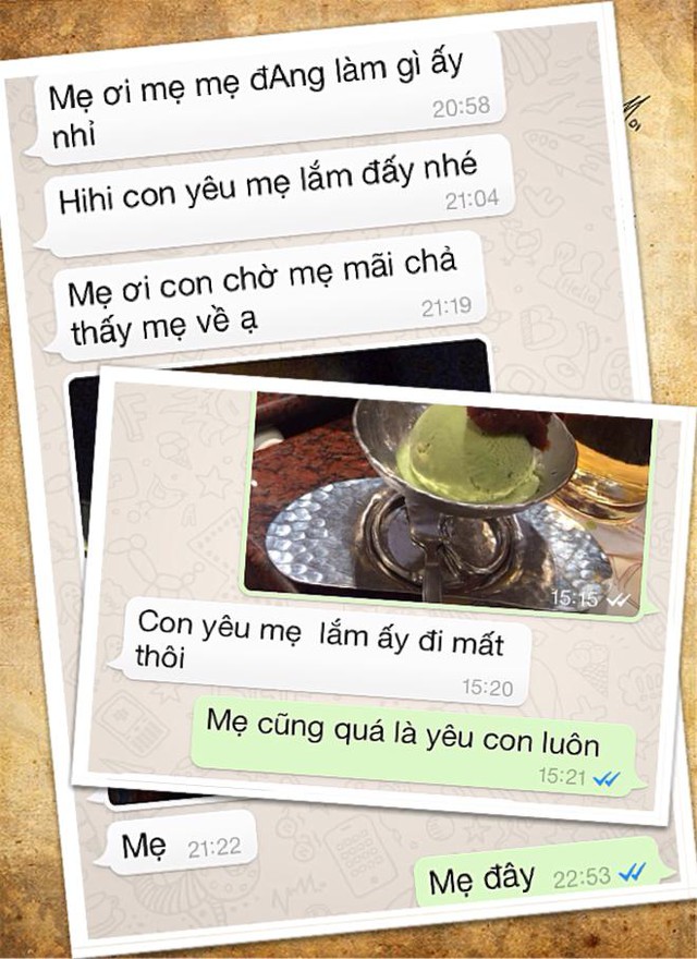 Những tin nhắn có cánh ngập tràn yêu thương của cô bé 5 tuổi gửi cho mẹ. Nguồn: Facebook Đông Hà