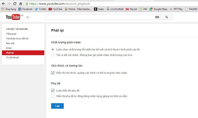 Thiết lập video paly back giúp người dùng xem lại video với chất lượng tốt nhất.