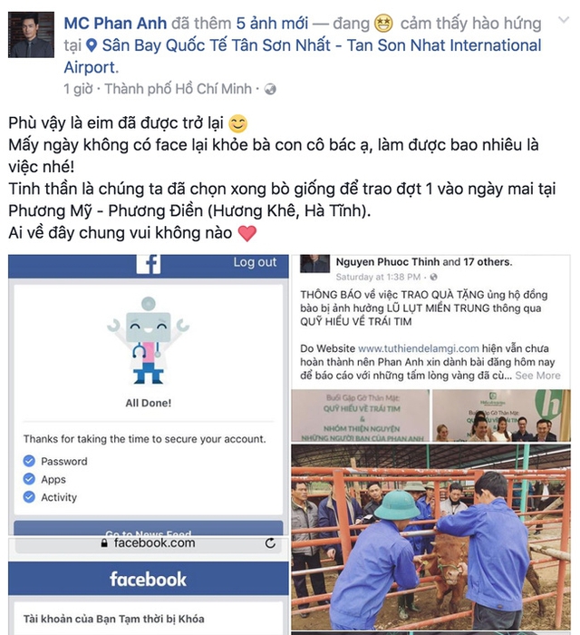 Lời chia sẻ vui vẻ đầu tiên của Phan Anh sau khi lấy lại Facebook