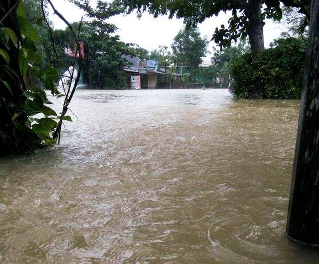 Tại xã Phúc Trạch, đã có khoảng 700 nhà dân lại bị ngập nước. Ảnh: Qúy Hợi