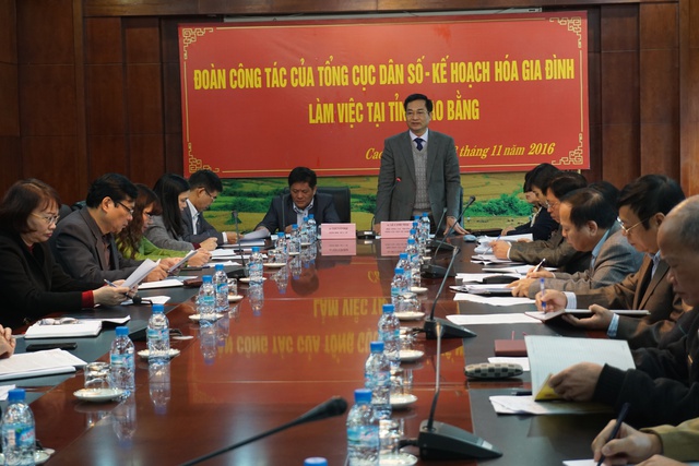 
Đoàn công tác của Tổng cục DS-KHHGĐ làm việc tại tỉnh Cao Bằng. Ảnh: N.Mai
