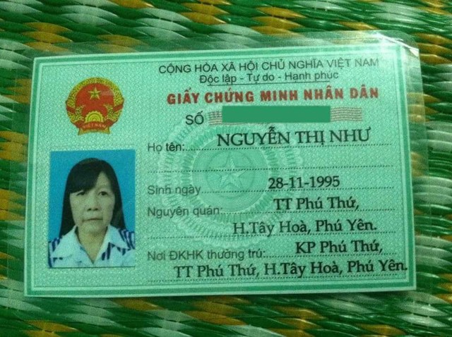 
Chứng minh thư nhân của Nguyễn Thị Như (ảnh nhân vật cung cấp)
