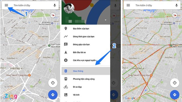 
Tính năng Google Traffic cho người dùng biết được tình trạng giao thông ở các tuyến đường theo thời gian thực.
