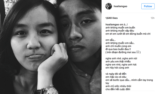 
Hoài Lâm chia sẻ ảnh và lời cầu hôn ngọt ngào. Ảnh: Instagram.
