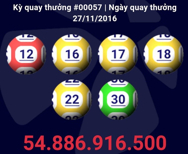 Kết quả mở thưởng kỳ 57, Vietlott x&aacute;c định c&oacute; giải đặc biệt gần 55 tỷ đồng.