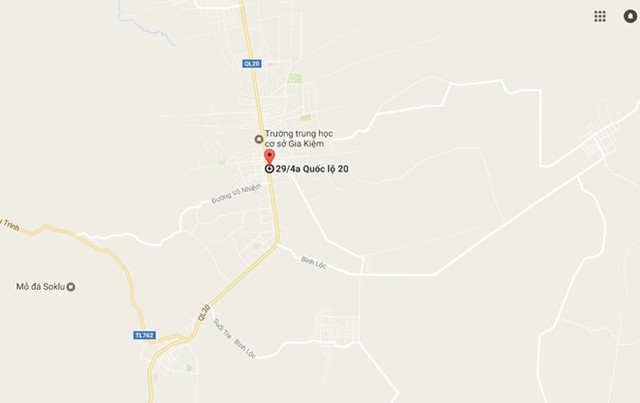 Vụ cướp giật xảy ra trên quốc lộ 20, đoạn thuộc xã Gia Kiệm, huyện Thống Nhất, Đồng Nai. Ảnh: Google Maps.