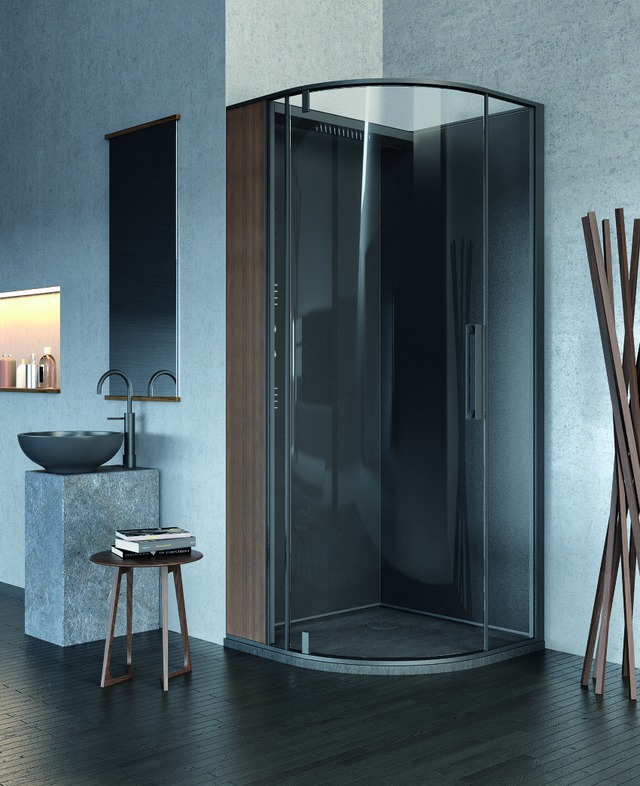 Chất liệu gỗ tự nhiên được sử dụng hoàn toàn trong thiết kế phòng tắm này đem lại sự sang trọng, huyền bí.