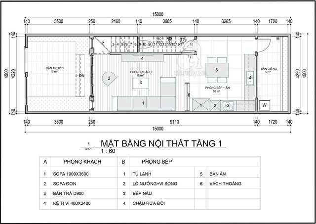 Mặt bằng tư vấn thiết kế tầng 1