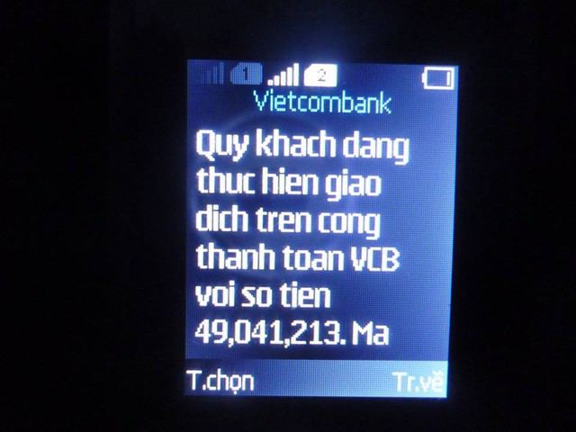 
Tài khoản của anh Giang bị rút mất 49 triệu đồng sau khi anh cả tin gởi mã OTP cho kẻ lừa đảo.
