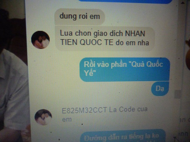 
Các tin nhắn của đối tượng lừa đảo.
