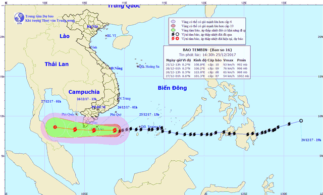 
Đường đi của bão số 16.
