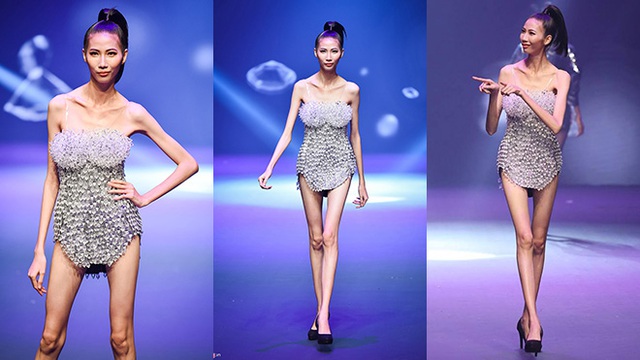 Thí sinh Cao Ngân trong đêm chung kết Vietnams Next Top Model. Ảnh: TL