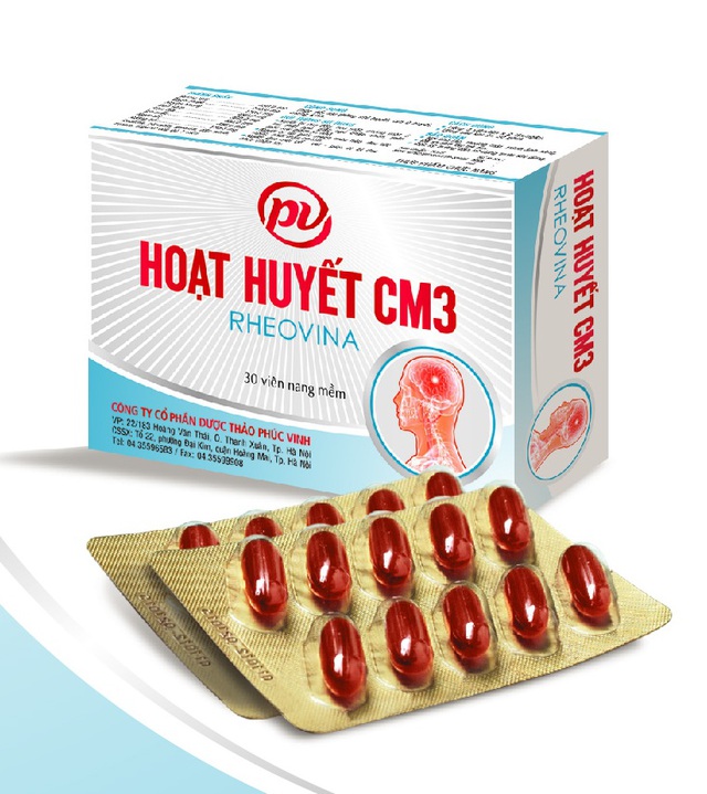 Sản phẩm thực phẩm chức năng Hoạt huyết CM3 được Dược Phúc Vinh quảng cáo trên website http://duocphucvinh.com gây hiểu nhầm có tác dụng như thuốc chữa bệnh. Ảnh: TL