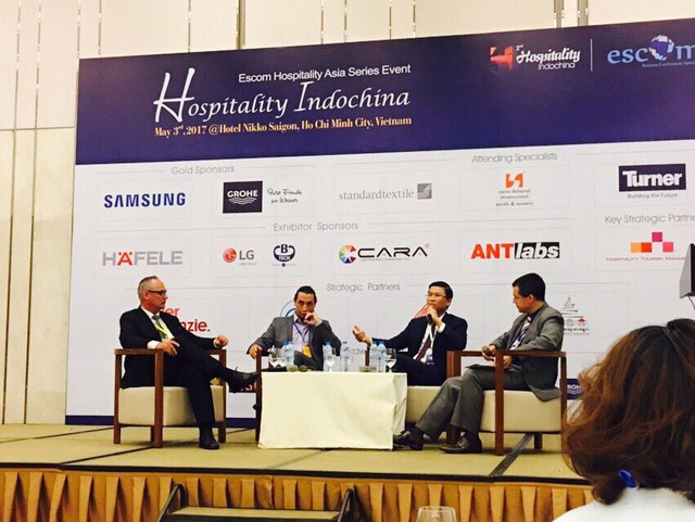 Ông Lê Thành Vinh, Tổng giám đốc Tập đoàn FLC, phát biểu tại hội nghị Hospitality Indochina 2017