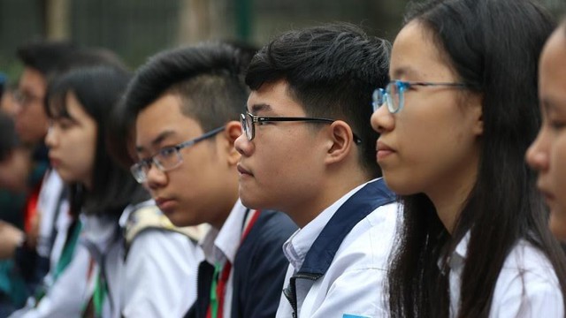 
Học sinh trường THCS Nghĩa Tân (Hà Nội) trong một buổi khai mạc cuộc thi về tiếng Anh. Ảnh: Thanh Hùng
