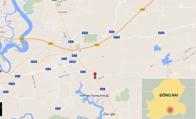 Tai nạn xảy ra tr&ecirc;n quốc lộ 51, đoạn thuộc x&atilde; Long Phước, huyện Long Th&agrave;nh, Đồng Nai. Ảnh: Google Maps.