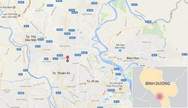 Tai nạn xảy ra tr&ecirc;n đường Thuận Giao 25, đoạn thuộc khu phố B&igrave;nh Thuận 2, phường Thuận Giao, thị x&atilde; Thuận An, B&igrave;nh Dương. Ảnh: Google Maps.