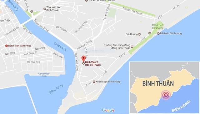 Bờ s&ocirc;ng ph&iacute;a sau Bệnh viện Y học cổ truyền, nơi chị Yến tố bị hai kh&aacute;ch nam hiếp d&acirc;m. Ảnh : Google Maps.