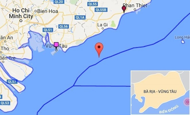 Vị tr&iacute; t&agrave;u Hải Th&agrave;nh 26 BLC bị ch&igrave;m. Ảnh: Google Maps.