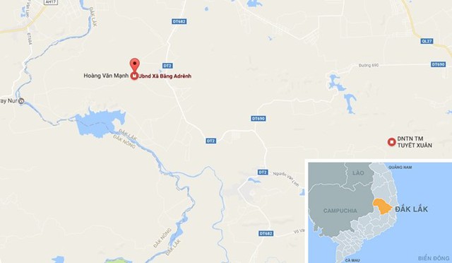Khu vực x&atilde; Băng Adr&ecirc;nh nơi xảy ra sự việc. Ảnh: Thi&ecirc;n Sơn.