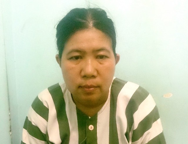 Phan Thị Kim Anh tại cơ quan c&ocirc;ng an.