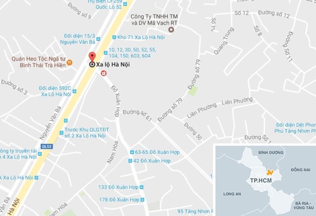 Vị tr&iacute; gần nơi xảy ra tai nạn. Ảnh: Thi&ecirc;n Sơn.