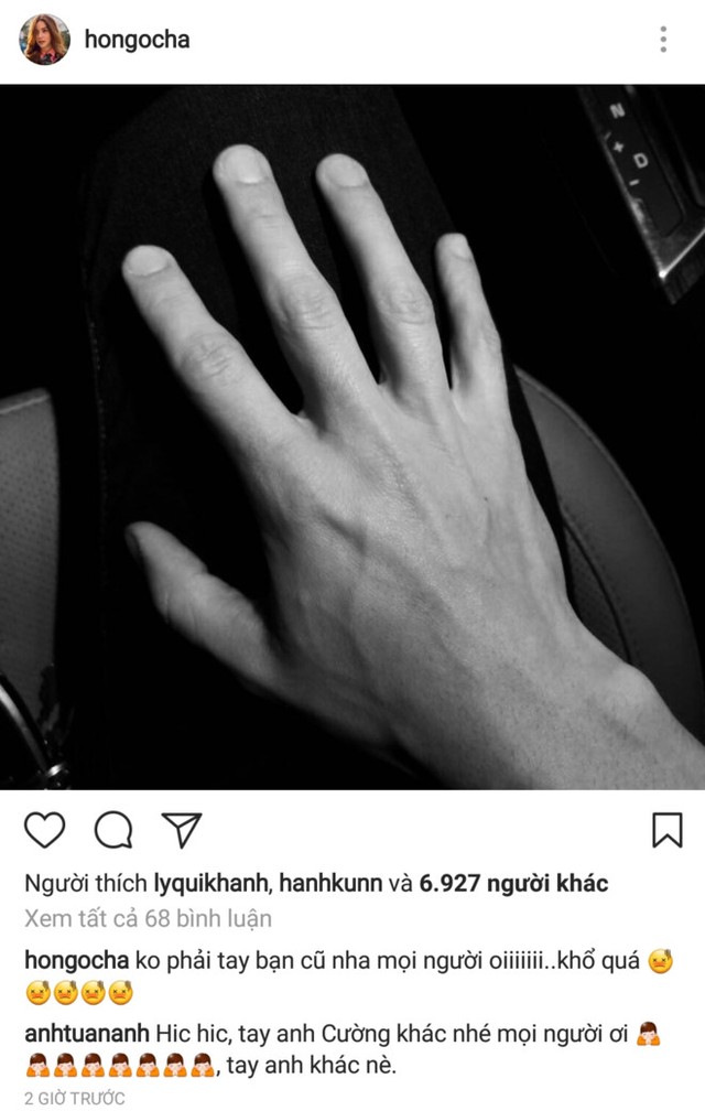 Bàn tay một người đàn ông được Hồ Ngọc Hà đăng tải trên trang Instagram.
