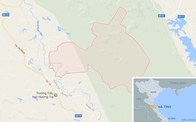 Khúc sông Ngàn Sâu, đoạn chảy qua xã Lộc Yên, (huyện Hương Khê, Hà Tĩnh), nơi xảy ra vụ việc. Ảnh: Google Maps.