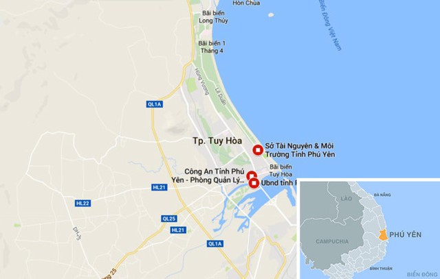 
Khu vực phường Phú Thạnh (TP Tuy Hòa), nơi xảy ra vụ tai nạn. Ảnh: Google Maps.
