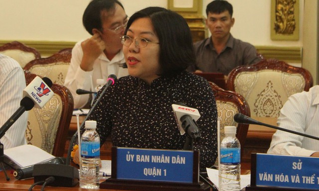 
B&agrave; Nguyễn Thị Thu Hường, Ph&oacute; chủ tịch UBND quận 1 th&ocirc;ng tin về &ocirc;ng Đo&agrave;n Ngọc Hải
