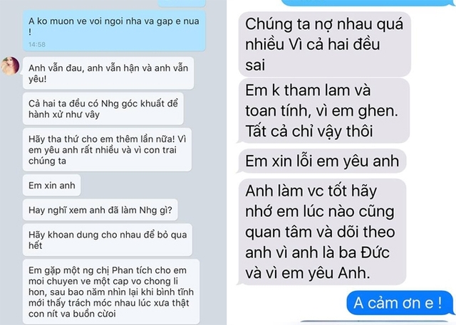 Những tin nhắn cầu xin tha thứ mà Phi Thanh Vân gửi chồng cũ hồi tháng 4. 