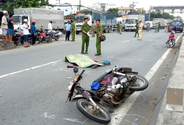 Hiện trường vụ tai nạn. Ảnh: Th&aacute;i Linh