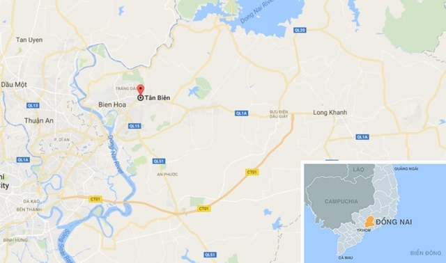 
Vụ việc xảy ra tại phường Tân Biên, TP Biên Hòa, Đồng Nai. Ảnh: Google Maps.
