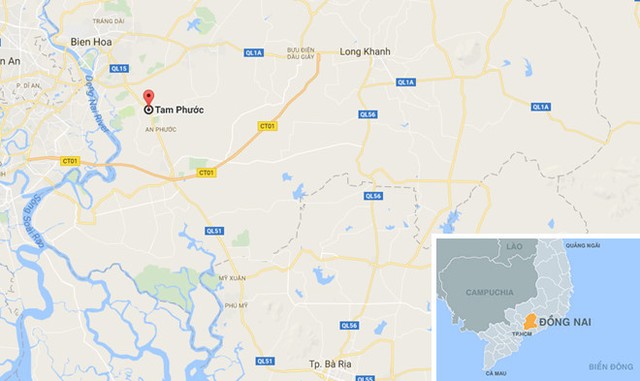 
Vụ án xảy ra ở xã Tam Phước, TP Biên Hòa, Đồng Nai. Ảnh: Google Maps.
