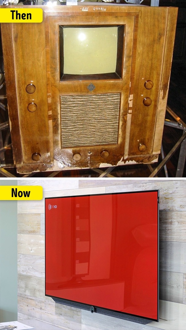 Thay vì những chiếc ti vi siêu mỏng siêu nét, ti vi ngày xưa chỉ là chiếc hộp gỗ cồng kềnh.