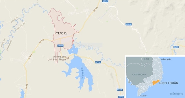 Thị trấn Võ Xu, nơi xảy ra vụ sét đánh người cháy đen không thể nhận dạng. Ảnh: Google Maps.